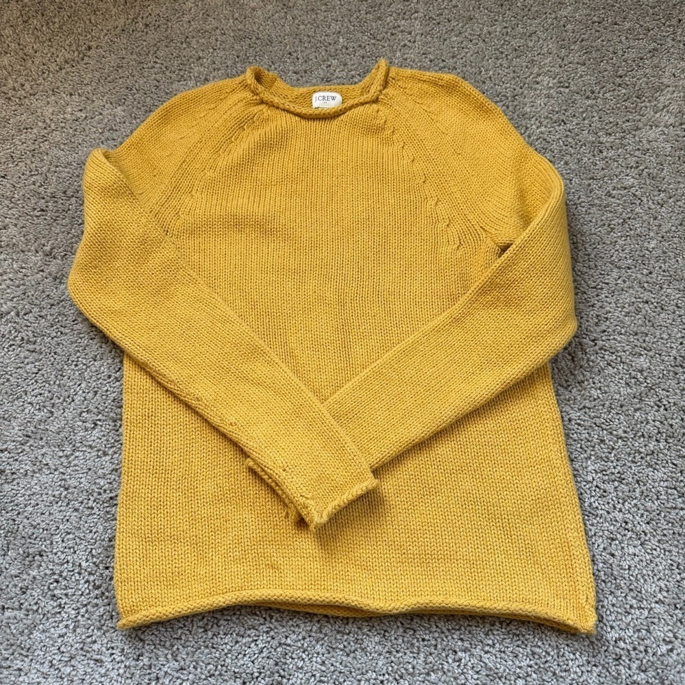 J. Crew Mustard Yellow Roll Neck 100% Cotton Sweater Size XXS
